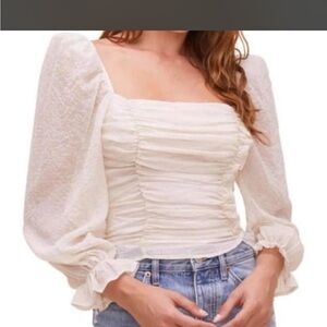 Elegant Cream Puff Sleeve Top